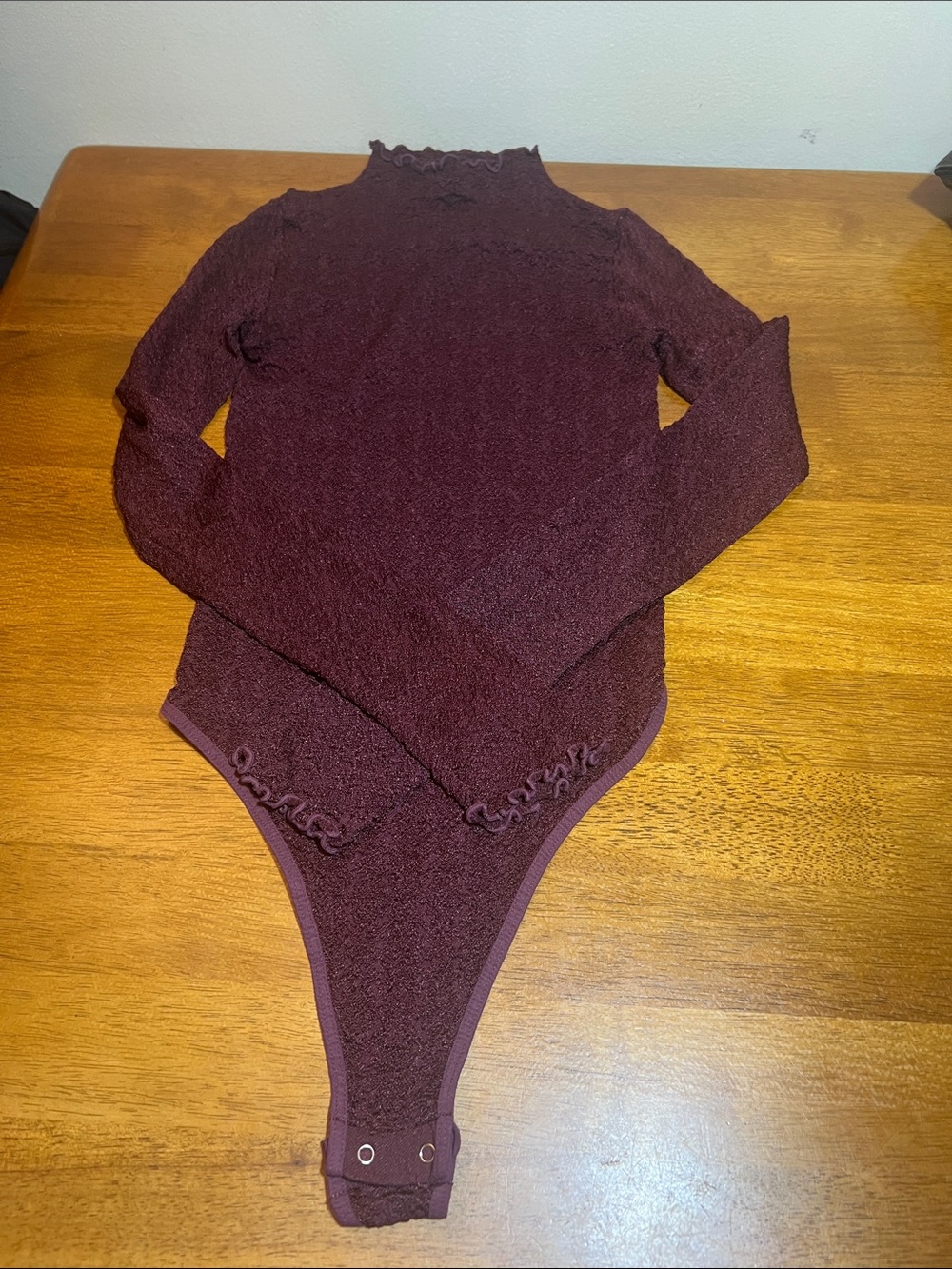 FP intimately Burgundy Long-Sleeve Ribbed Bodysuit Size M/L